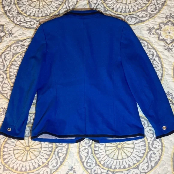 Talbots Aberdeen Pique Blue Blazer Size 14 Petite - Picture 9 of 13